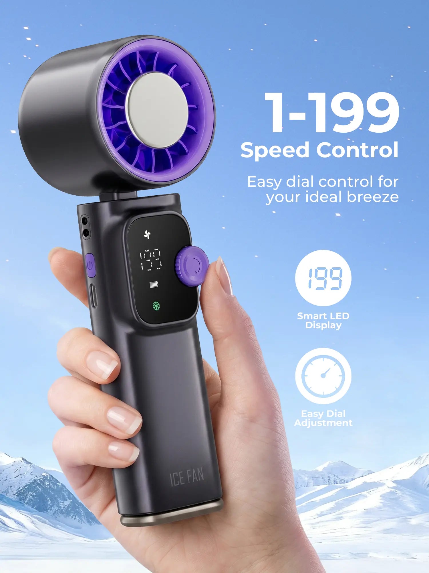 199-Level Precise Wind Control Handheld Fan - Foldable, Adjustable, Airflow Enhancer Portable Fan with Automatic Settings, Summer Travel & Outdoor Household Appliance Essential, Portable Fans, Airflow Enhancer Portable Fans