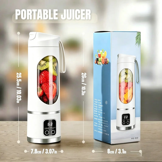 【Summer Sale Deals】 Portable 15.22 Oz USB Rechargeable Personal Blender with LED Display, Durable Abs Material, Perfect for Smoothies & Juices, Home Kitchen Essential