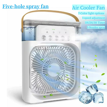 3 in 1 Fan Portable Humidifier Fan Air Conditioner Household Small Air Cooler USB Electric Fan LED Night Light Water Mist