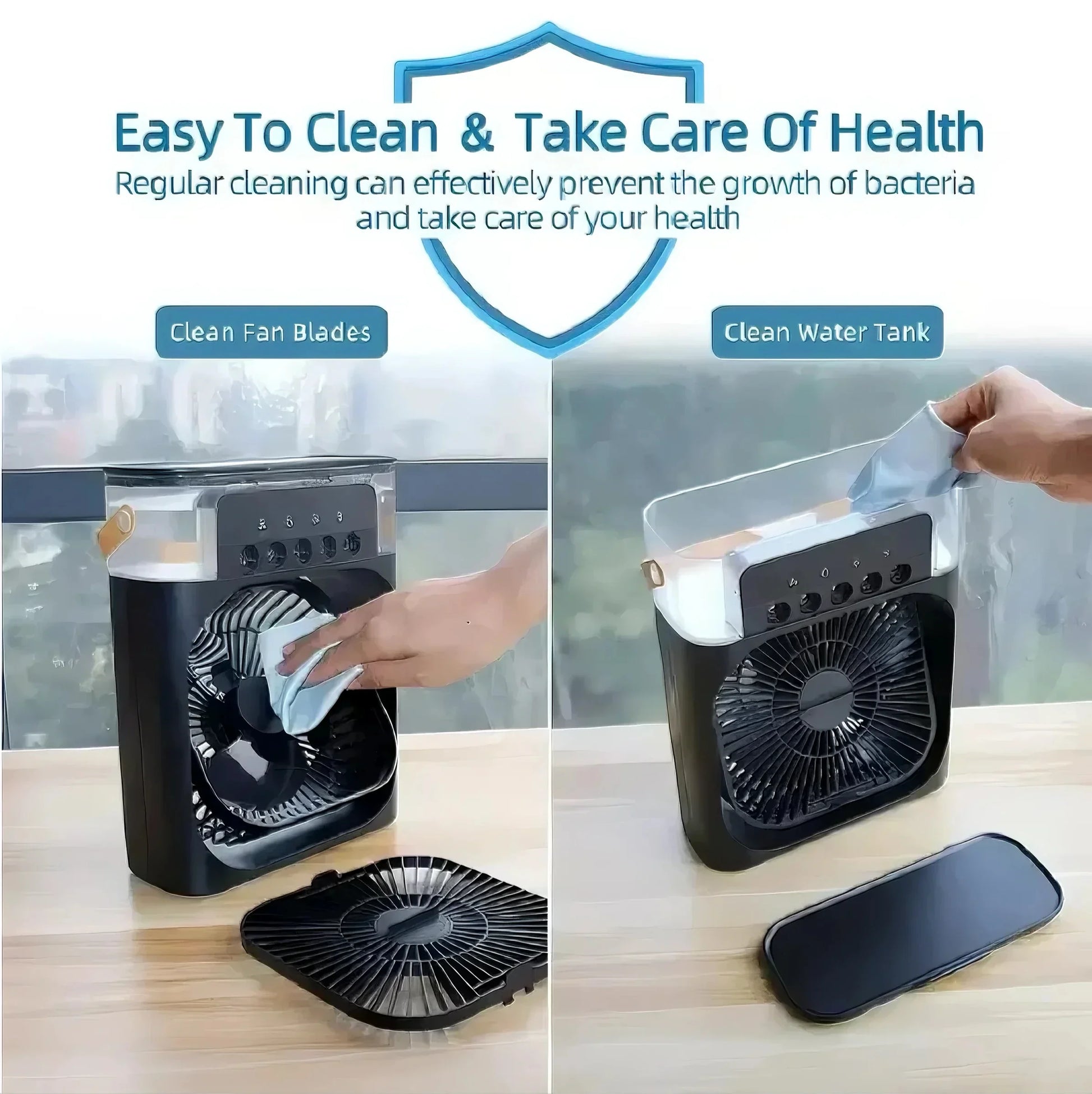 3 in 1 Fan Portable Humidifier Fan Air Conditioner Household Small Air Cooler USB Electric Fan LED Night Light Water Mist